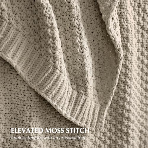 EVERGRACEHOME Chunky Chenille Knit Throw Blanket, 50 x 60, Warm Gray - Image 2