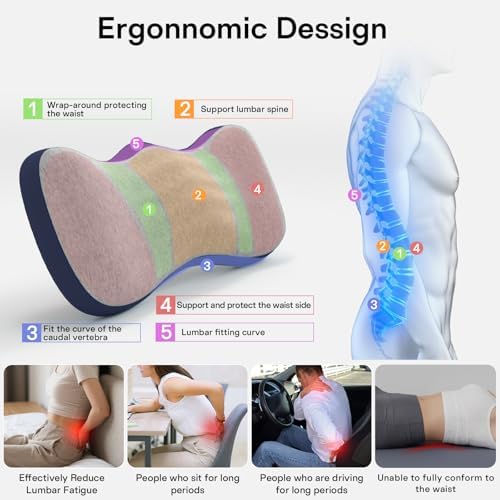 Lumbar Support Pillow for Bed, Memory Foam Pillows for Back Pain Relief - Image 3