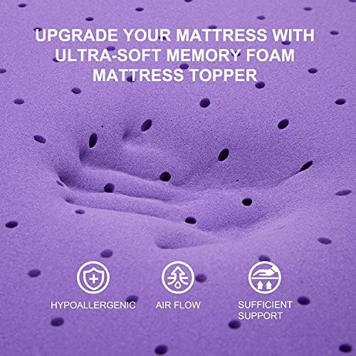 SINWEEK 1.5 Inch Gel Memory Foam Mattress Topper Ventilated Soft Pressure - Image 4