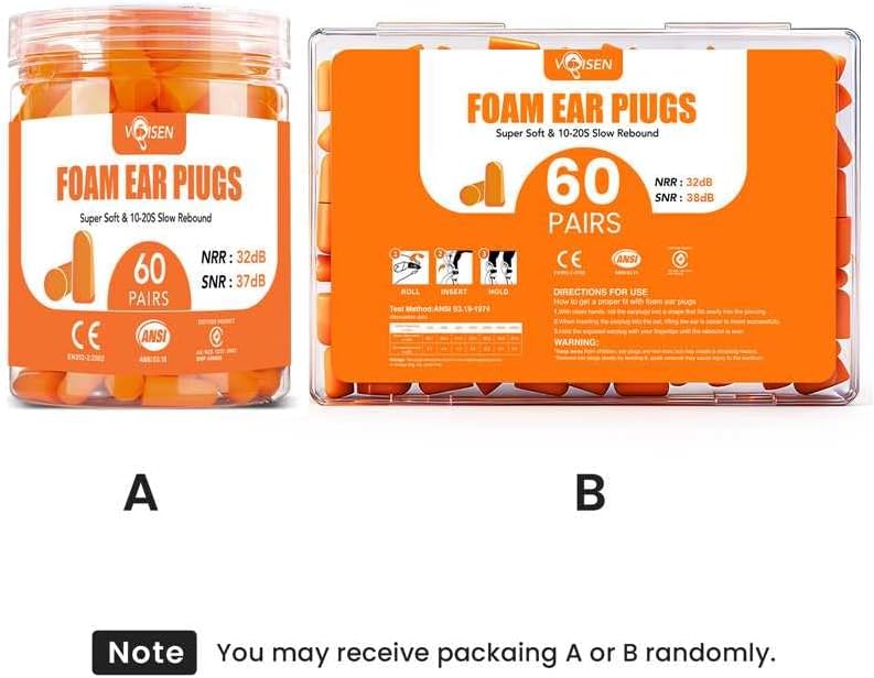 VOISEN 60 Pairs Foam Ear Plugs, Ear Plugs - Image 2