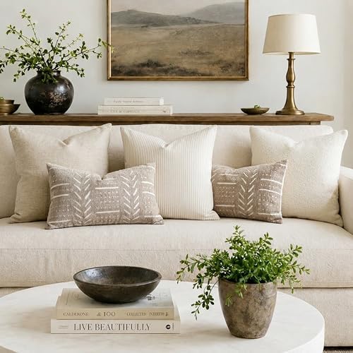BlissBlush Decorative Lumbar Pillow Covers 12x20 Set of 2, Taupe Soft Woven - Image 3