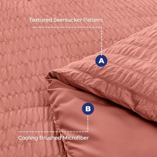 HYMOKEGE Coral Oversized King Comforter Set Seersucker 7 Pieces, All Season - Image 4