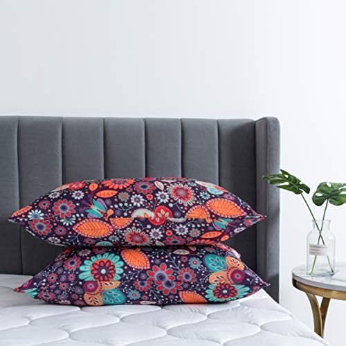 Floral Printed Satin Pillowcase, Standard Cooling Pillow Case Set of 2 - Image 5