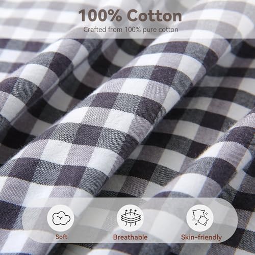 Black White Gingham Body Pillow Cover 20x54, Ruffled Cotton Sham - Image 3