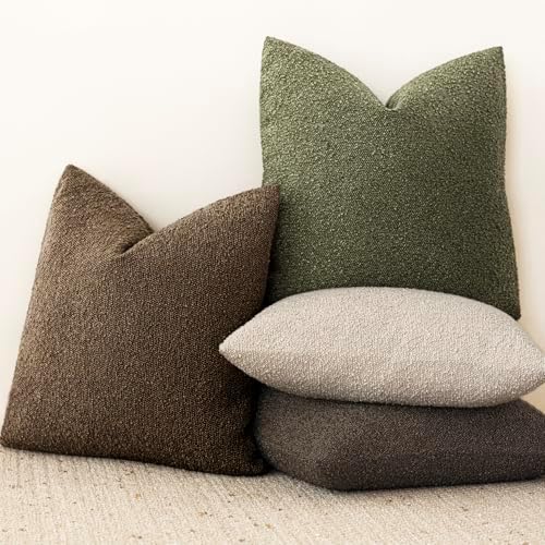 Foindtower Decorative Textured Boucle Throw Pillow Covers 20x20 Chocolate - Image 6