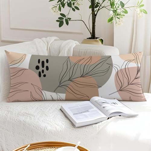 Tropical Leaf Neutral 20x54 Body Pillow Cover, Neutral Room Decor, Botanical - Image 6