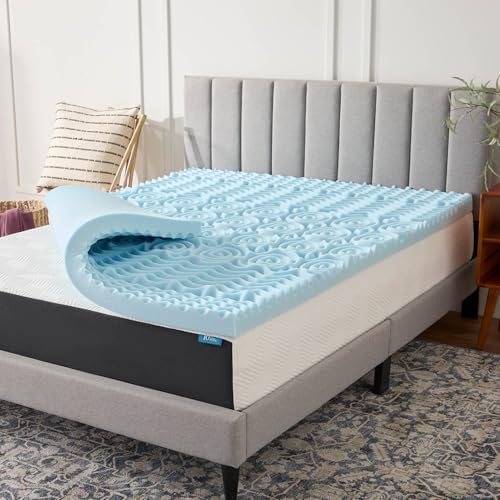 LUCID 3 Inch Gel Memory Foam Mattress Topper, King size – 5 Zones – Cooling Gel by Lucid