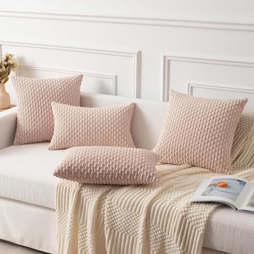 Kevin Textile Soft Corduroy 12"x24" Lumbar Pillow Cover 1 Pack, Light Pink - Image 4