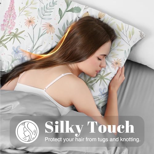 EXQ Home Satin Body Pillowcase for Hair and Skin- Multicolor Printed Flower - Image 2