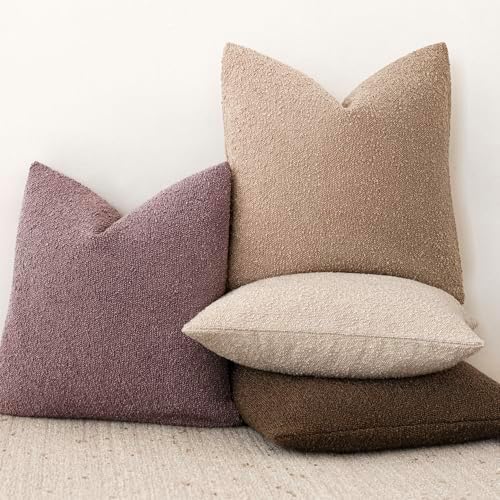 Foindtower Decorative Textured Boucle Throw Pillow Covers 18x18 Dark Purple - Image 6