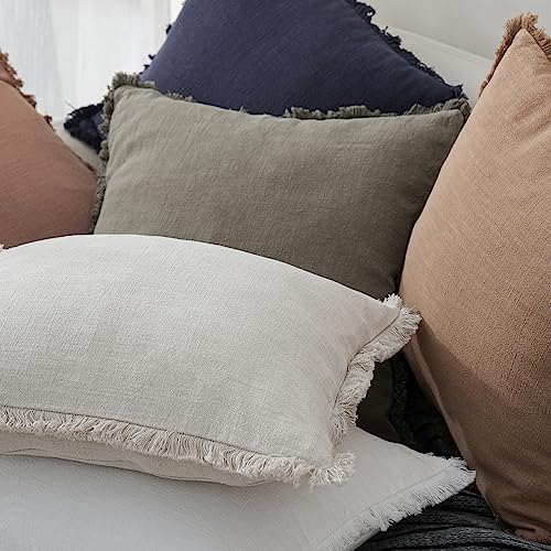 Foindtower Decorative Linen Fringe Throw Pillow Covers 26×26 Inch - Image 6