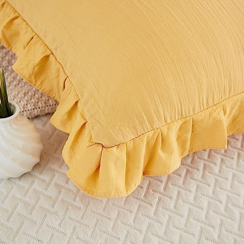 Merryword Yellow Microfiber Body Pillow Cover, 20x54inches, Ruffled Fringe - Image 3