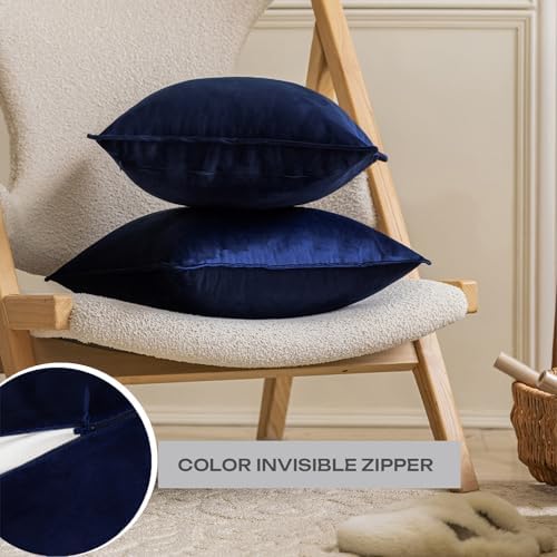 JIAHANNHA Velvet Navy Blue Throw Pillow Covers 18x18 Inches Pack of 8 Soft - Image 3