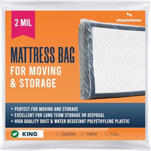 King Mattress Bag for Moving, Storage & Disposal, 2 Mil Thick by UTOPIAHOME