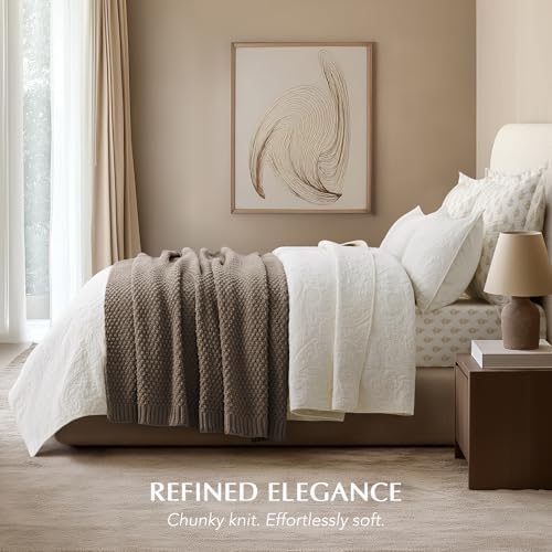 EVERGRACEHOME Chunky Chenille Knit Throw Blanket, 60 x 80, Mocha Brown - Image 3