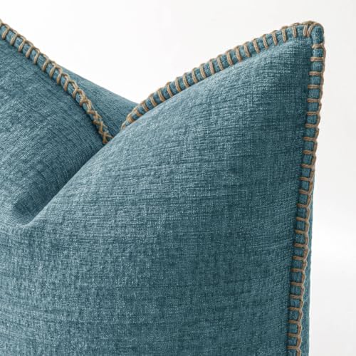 MIULEE Decorative Lumbar Throw Pillow Covers 12x20 Inch Smoke Blue 2 Pack - Image 2