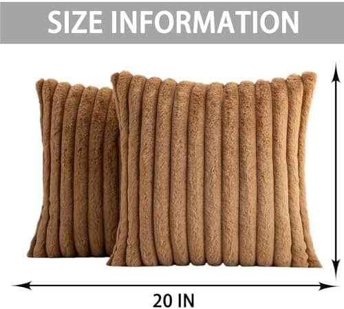 Aegero Pack of 2 Faux Fur Christmas Throw Pillow Covers 20x20 Inch - Image 4