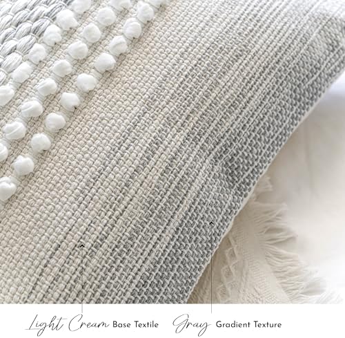 BlissBlush Gray Decorative Throw Pillow Cover 22X22, Boho Accent Pillow - Image 5