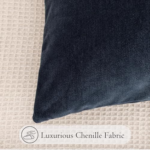 JoraLion Chenille Lumbar Pillow Covers 16x24 inch Dark Blue - Image 4