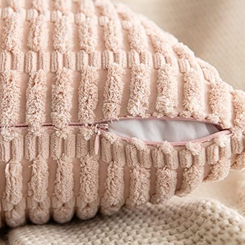 MIULEE Corduroy Decorative Throw Pillow Covers 20x20 Pink Pack of 2 - Image 2