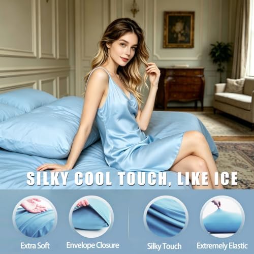 TELUS Cooling Pillowcases Queen Size 2-Pack, Silky Soft Breathable Pillow Case - Image 4