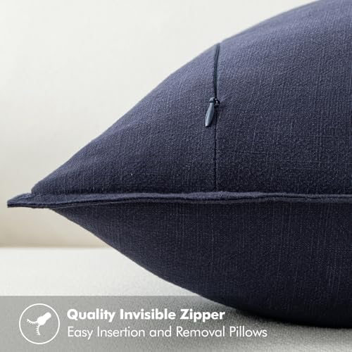 MIULEE Decorative Linen Pillow Covers 18x18 Inch Navy - Image 3