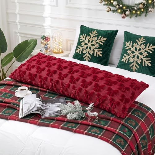 SmoothNovelty Burgundy Bow Body Pillow Cover 20 x 54 Inches Coquette Long Body - Image 5