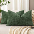 decorUhome Textured Chenille Throw Pillow Covers 12x20 Set of 2 Emerald by decorUhome