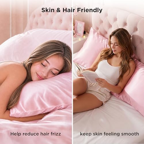 Bedsure Satin Pillowcase with Zipper, Similar to Silk Pillow Cases 2 Pack - Image 7