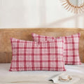 Merryword 100% Cotton Pillow Cases, Queen Size, Washed Cotton Dusty Red Plaid by Merryword