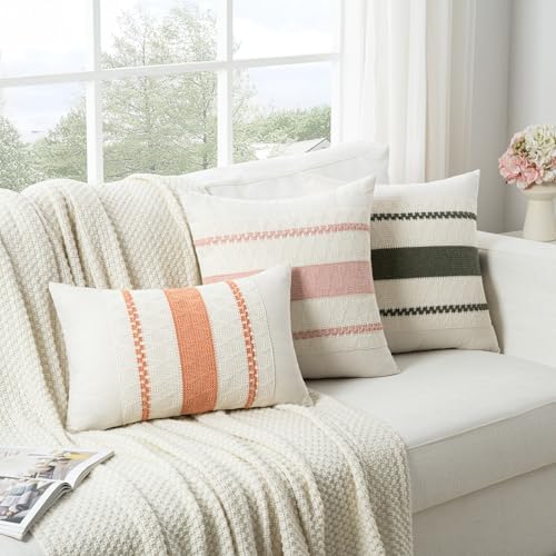 Fancy Homi Set of 2 Boho Pink Decorative Throw Pillow Cover 22x22 Inch - Image 6