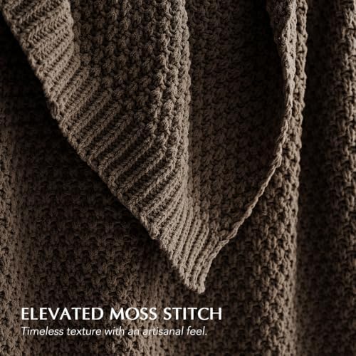 EVERGRACEHOME Chunky Chenille Knit Throw Blanket, 90 x 90, Cocoa Brown - Image 5