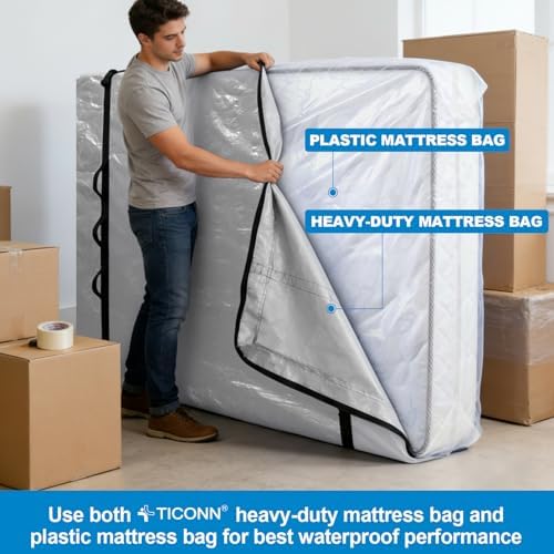 TICONN Mattress Bags for Moving, Heavy Duty Mattress Cover Storage Bag - Image 6
