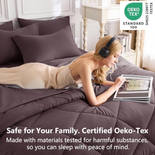 CozyLux King Comforter Set 102"x90" Cocoa Powder - Image 3
