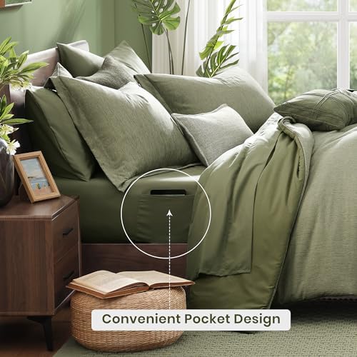 Monbix King Size Comforter Set Sage Green 7 Pieces Bed in a Bag - Image 4