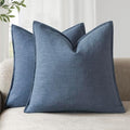 Foindtower Linen Solid Decorative Throw Pillow Covers 26x26 Inch Dark Blue by Foindtower