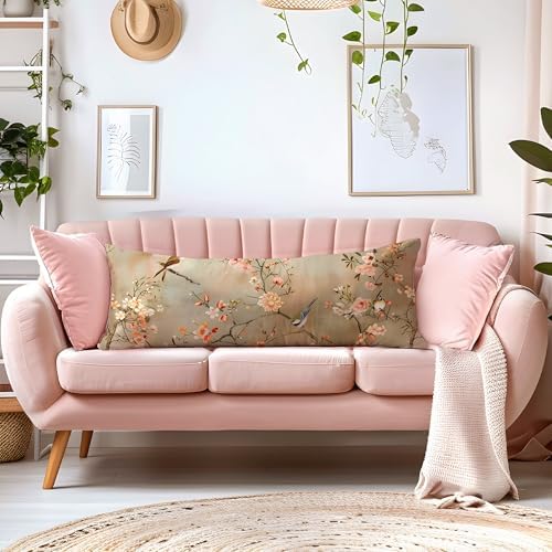Chinoiserie Floral Bird 20x54 Body Pillow Cover, Grandmillennial Home Decor - Image 6