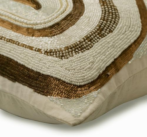 The HomeCentric Decorative Ivory & Gold 12"x20" Lumbar Pillow Cover, Silk - Image 2