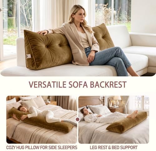 Wedge Headboard Pillow for Back Support, Removable Cover - Image 5