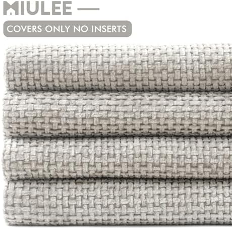 MIULEE Soft Decorative Chenille Pillow Covers Light Gray 18x18 Pack of 4 - Image 6