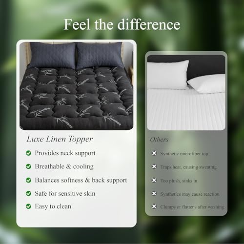 Queen Size Mattress Topper Bamboo Viscose, Thick Pillow Top Mattress Pad - Image 7