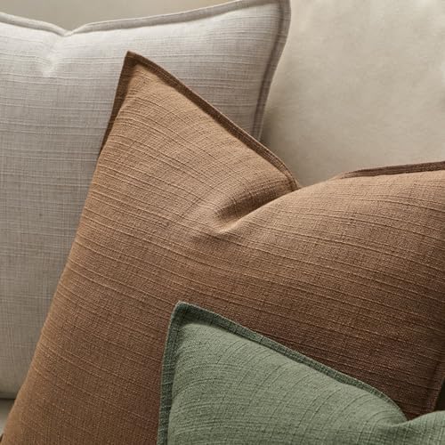 MIULEE Thick Textured Decorative Throw Pillow Covers 20x20 Inch Brown Sugar - Image 3