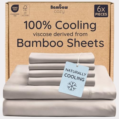 Bambaw 100% Viscose Derived from Bamboo Sheets Queen Size Set – 6pcs Cooling by Bambaw