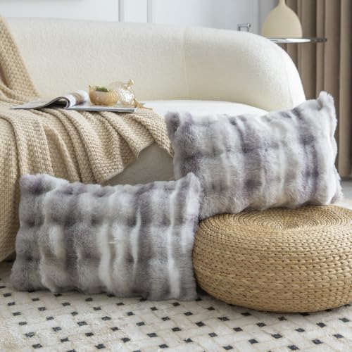 MADIZZ Pack of 2 Thick Plush Faux Wool Throw Pillow Covers Soft Boho Throw - Image 2