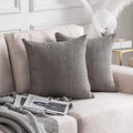 Home Brilliant Grey Pillow Covers 22x22 Soft Corduroy Square Decorative Throw by HomeBrilliant