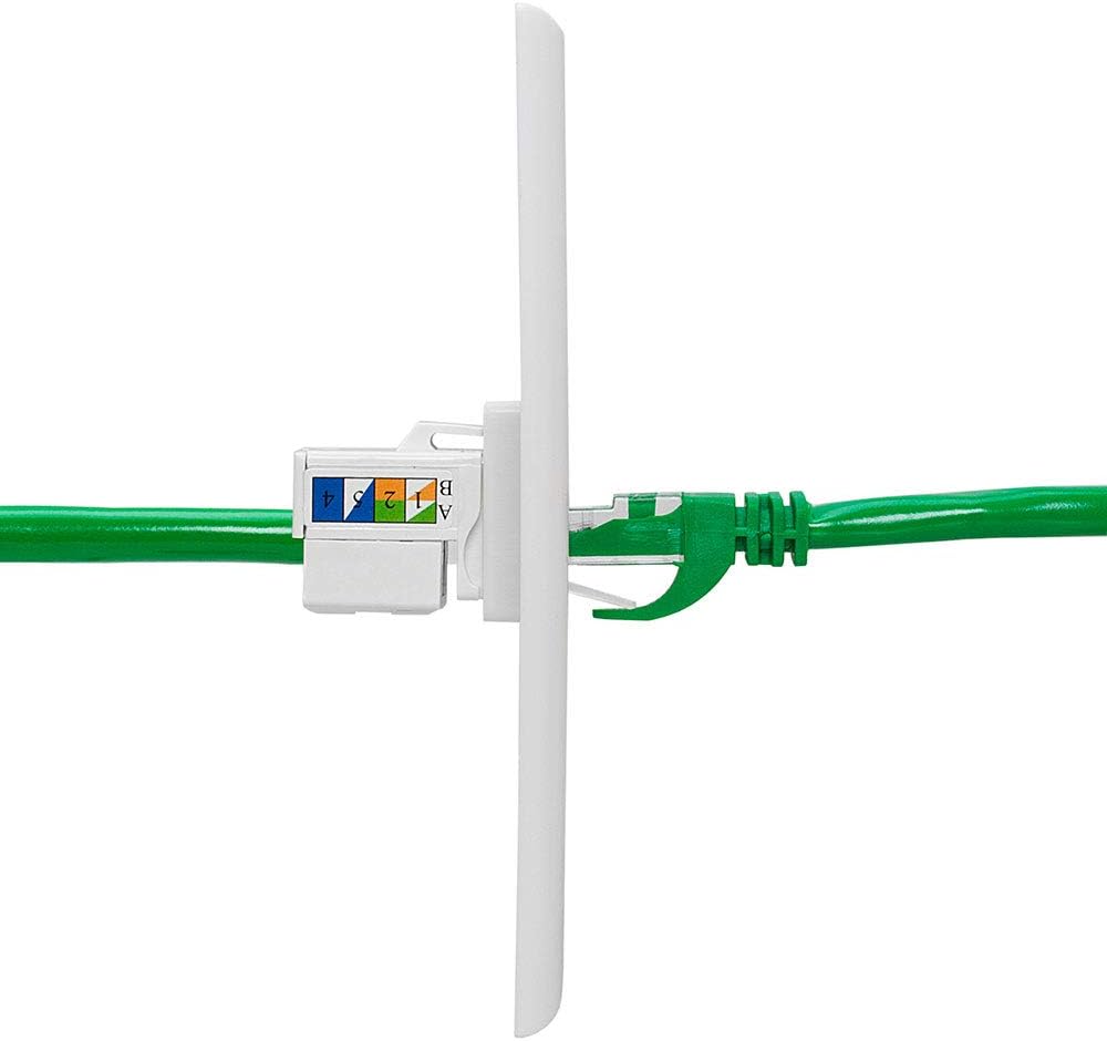 Cmple - RJ45 Keystone Jack 90 Degree Cat6 Keystone Jack Insert Punch Down RJ45 Connectors Female for Wall Plates, Patch Panels, Patch Cables, Ethernet Cables - White