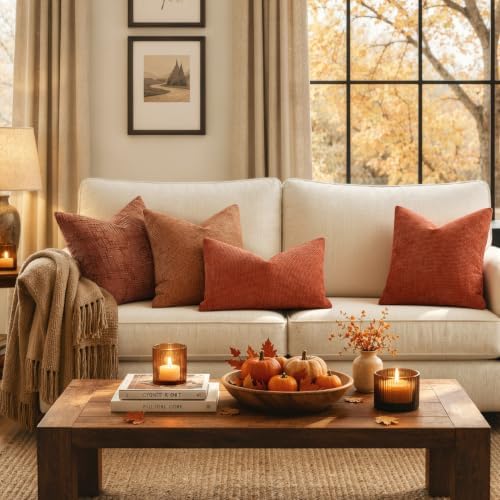 MIULEE Fall Decorative Orange Couch Throw Pillow Covers 20x20 Inch 2 Pack - Image 3