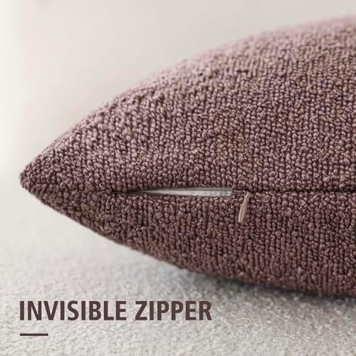 Foindtower Decorative Textured Boucle Throw Pillow Covers 18x18 Dark Purple - Image 2