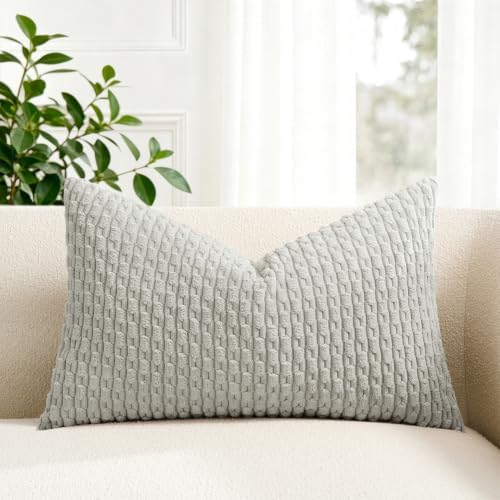 Kevin Textile Soft Corduroy 14"x20" Lumbar Pillow Cover 1 Pack, Light Grey by KevinTextile