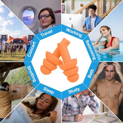 Ear Plugs for Swimming, Sleeping Noise Cancelling, Reusable Silicone Earplugs - Image 7